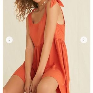 Forever 21 Orange Knotted Fit and Flare Dress